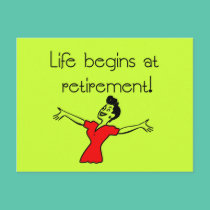 Life Begins at Retirement! Fun Gifts postcards
