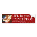 LIFE begins atCONCEPTION bumper stickers by minizntwnz LIFE begins atCONCEPTION bumper stickers