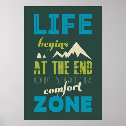 Life begins Inspirational Quote Typography Poster