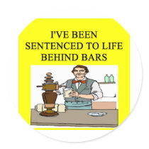 life behind bars drinking beer joke round stickers