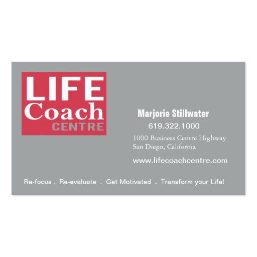 Life Coach Centre Personal Goals Motivational Business Cards (back side)