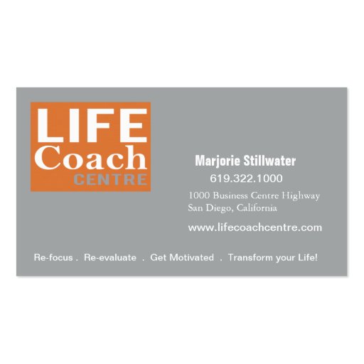 Life Coach Centre Personal Goals Motivational Business Card Templates (back side)