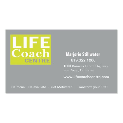 Life Coach Centre Personal Goals Motivational Business Card Template (back side)