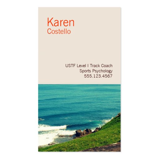 Life Coach Colorful Ocean View Business Card Templates (front side)