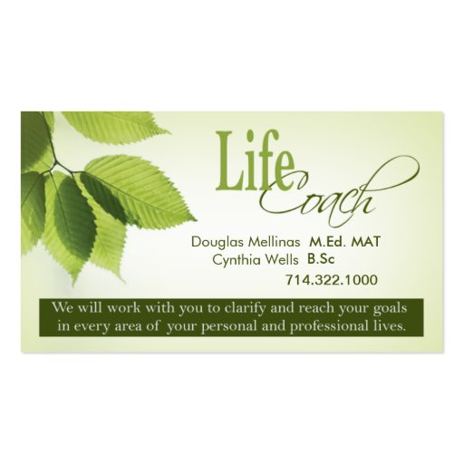 Life Coach I Personal Goals Spiritual Counseling Business Card Template