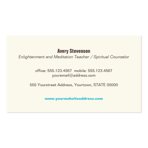 Life Coach Spiritual Counselor Turquoise Tree Business Card Templates (back side)