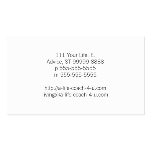 Life Coach Text Swash Business Card Templates (back side)