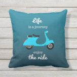 Life Inspirational Quote Blue Ombre Outdoor Pillow