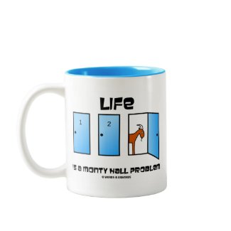 Life Is A Monty Hall Problem (Three Doors) mug