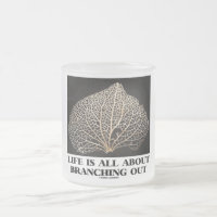 Life Is All About Branching Out (Vein Skeleton) 10 Oz Frosted Glass Coffee Mug