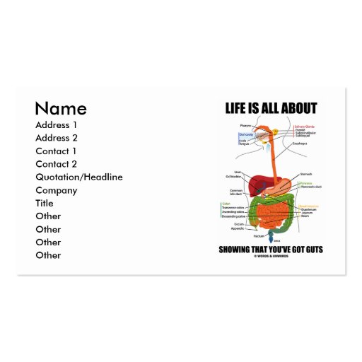 Life Is All About Showing That You've Got Guts Business Card (front side)