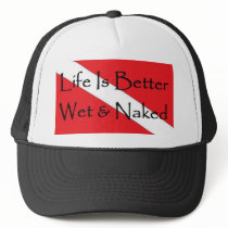 Life Is Better Wet & Naked Ball Cap hats by onetblair Life Is Better Wet & Naked Ball Cap hats