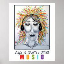 Life Is Better With Music Art Poster posters