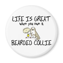 Life is Great Bearded Collie (Fawn) Refrigerator Magnets