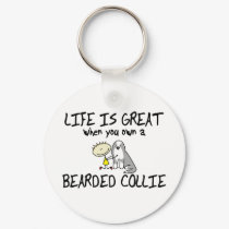Life is Great Bearded Collie Keychain