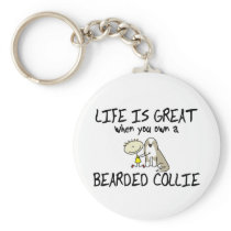 Life is Great Bearded Collie Keychain (Fawn)