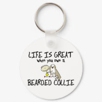 Life is Great Bearded Collie Keychain (Fawn)