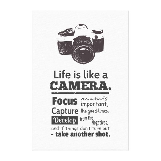 Life is like a camera quote, Black Grunge Canvas Print Zazzle