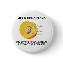 Life Is Like A Peach Eat Sweet Mesocarp Spit Out Buttons