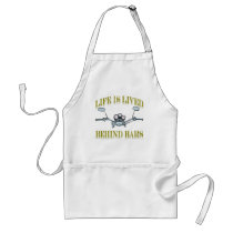 Life Is Lived Behind Bars aprons