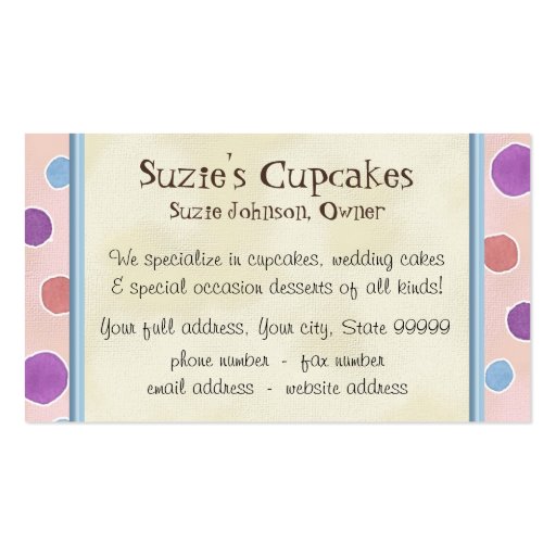 Life is Short Cupcakes - Business Cards (back side)