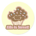 life is sweet chocolate cupcake stickers