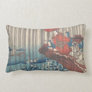 Life of Nichiren Prayer for Rain Answered Utagawa Pillows