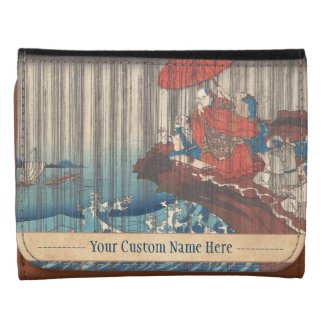 Life of Nichiren Prayer for Rain Answered Utagawa Leather Trifold Wallet
