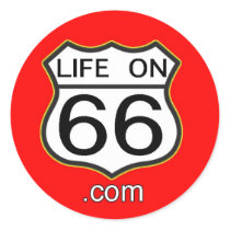 Life On 66 Sticker (Round red) stickers