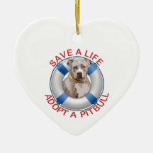 Life Preserver with Pitbull Adoption Christmas Tree Ornament
