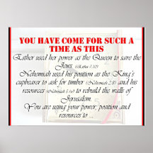 Life purpose Bible verse from Esther You have come Posters