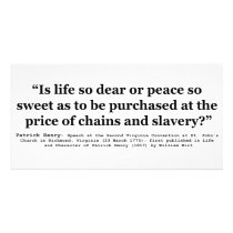 Life So Dear or Peace So Sweet Patrick Henry Quote Photo Card