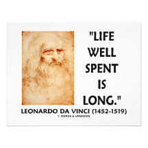 Life Well Spent Is Long (Leonardo da Vinci Quote) Personalized Invite