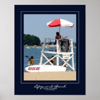 Lifeguard Beach Navy Border Poster