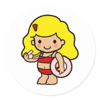 Lifeguard girl round stickers