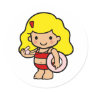 Lifeguard girl round stickers