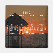 Lifeguard Hut at Sunset; 2012 Calendar Refrigerator Magnet