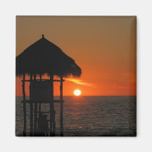Lifeguard Hut at Sunset Magnets