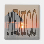 Lifeguard Hut at Sunset; Mexico Souvenir Refrigerator Magnet