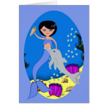 Lifen the Mermaid and Dolphin Card
