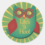 Life's a hoot round stickers