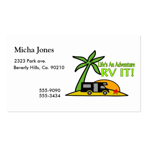 Life's An Adventure So RV It Business Card Templates