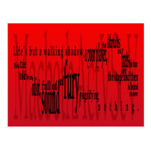 'Life's but a Walking Shadow' Macbeth Shakespeare Post Cards