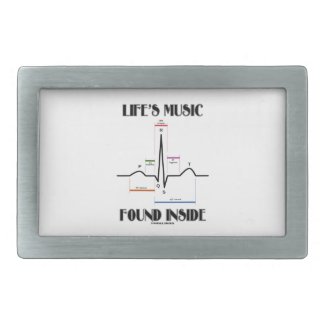 Life's Music Found Inside (ECG/EKG Heartbeat) Rectangular Belt Buckles