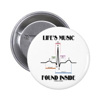 Life's Music Found Inside (ECG/EKG Heartbeat) Pinback Buttons