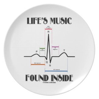 Life's Music Found Inside (ECG/EKG Heartbeat) Party Plate