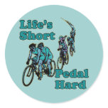 Life's Short, Pedal Hard Bicycling Design Round Stickers