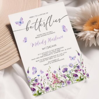 Lifetime Of Butterflies Wildflower Bridal Shower Invitation Zazzle