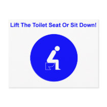 Lift the toilet seat or sit down when peeing! postcards