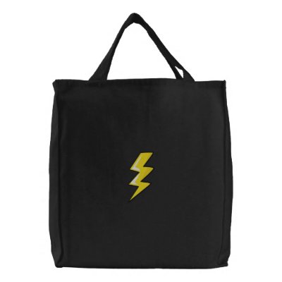 Lighning Bolt Tote Embroidered Tote Bag by silly_strings